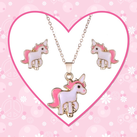 🌸New🌸2/$15🌸Unicorn Necklace & Earrings Set🌸 - Picture 1 of 5